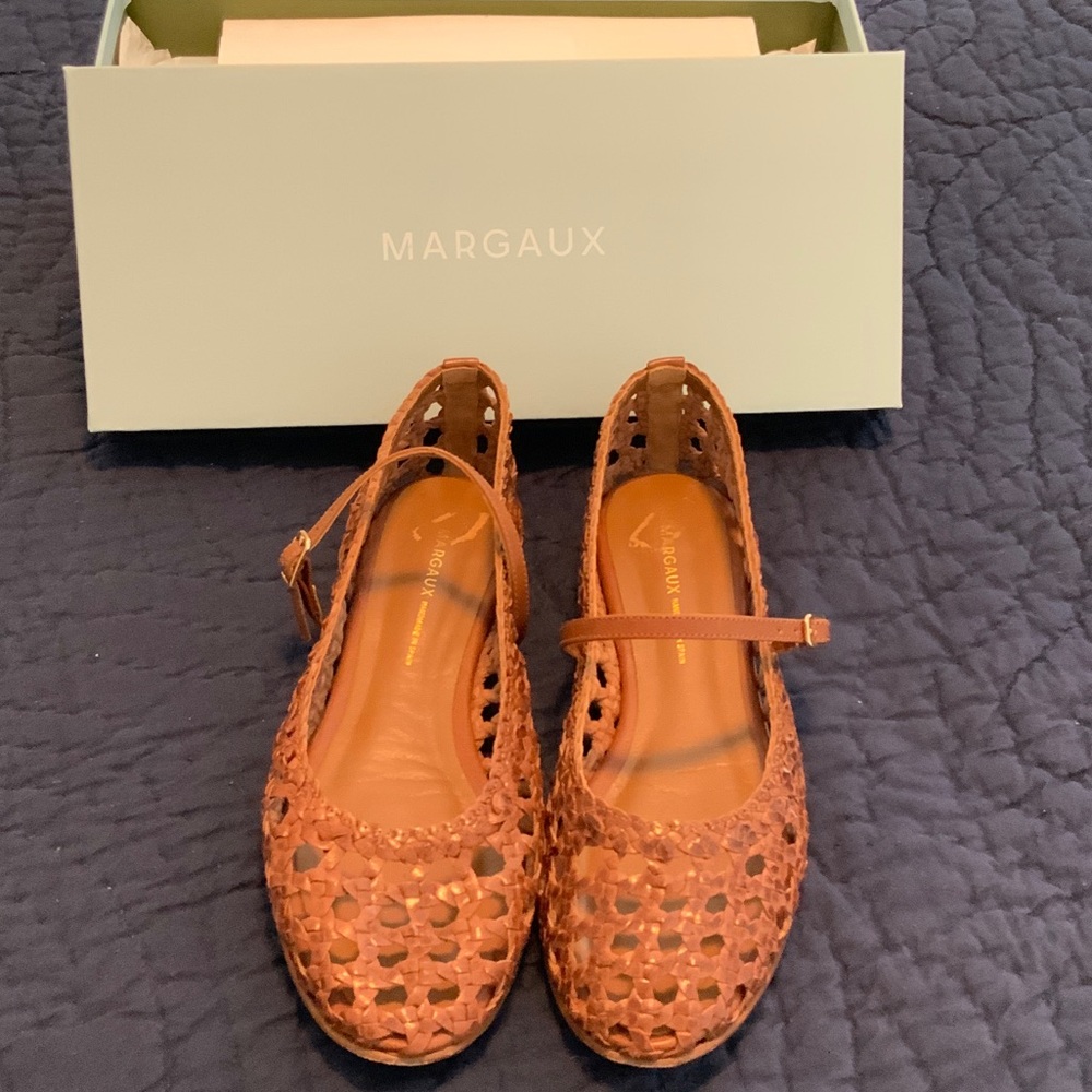 Margaux Tan Woven Flats